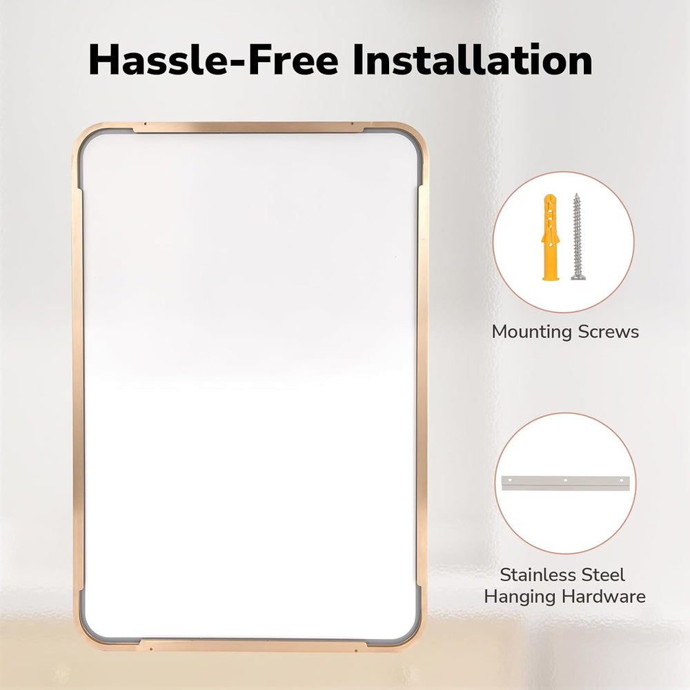 USHOWER Gold Bathroom Mirror 24"x36", Rectangle Mirror for Bathroom...