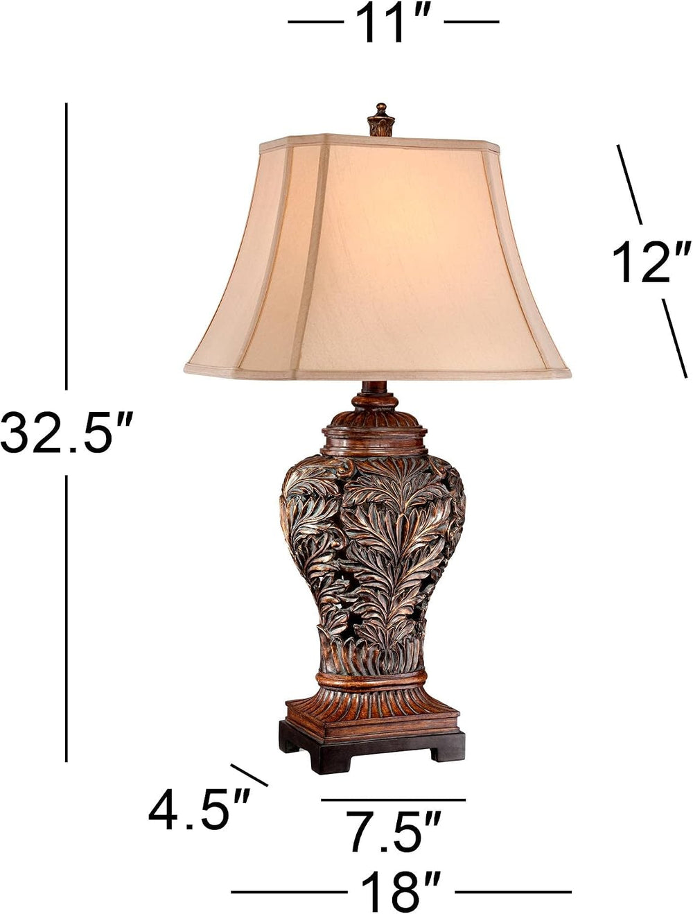 Regency Hill Leafwork 32 1/2" Table Lamp Large Bronze Brown Vase Cottage
