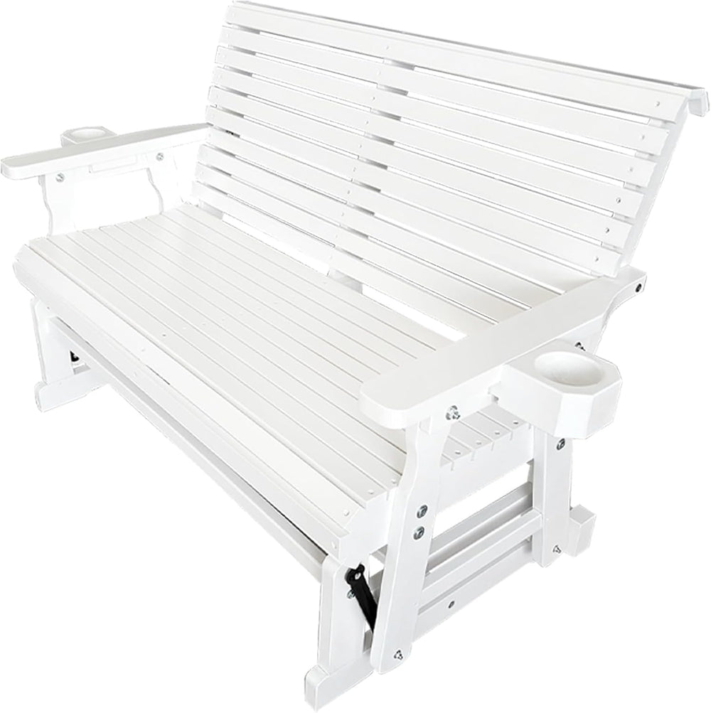 Fortune Candy Patio Glider with Cup Holders, Snow White, 2-Seater