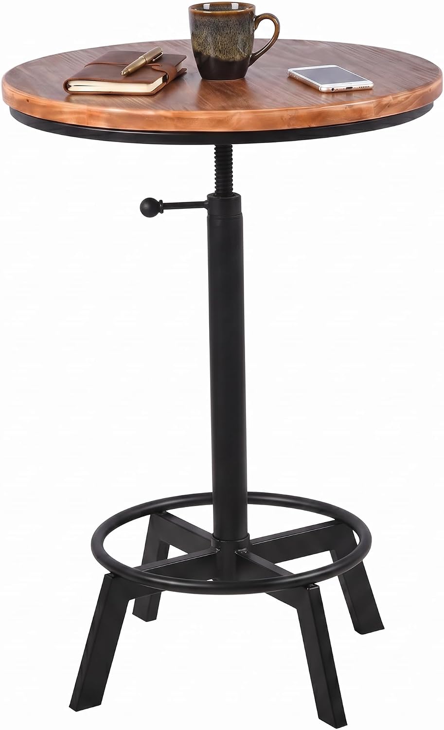 Vintage Bar Table 30-35.4inch Height Adjustable Industrial Bistro Table Retro...