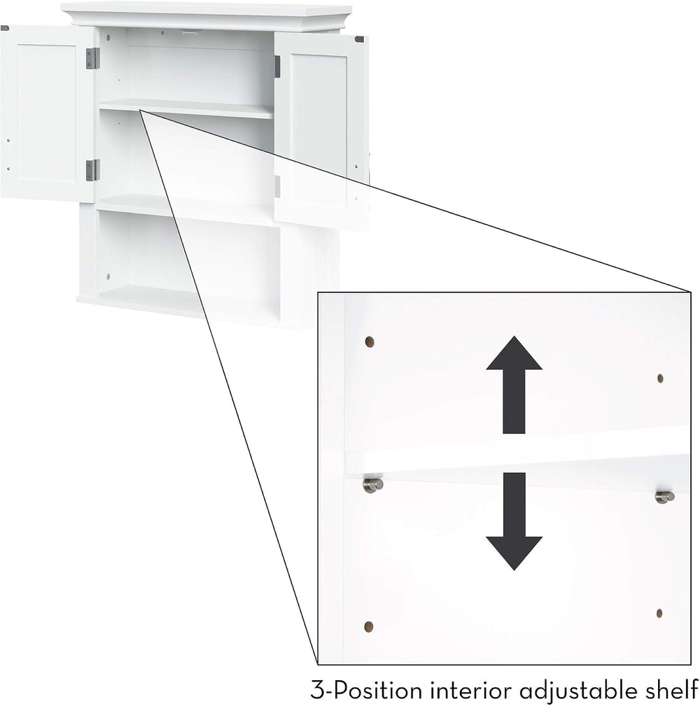 RiverRidge Somerset Two-Door Bathroom Wall Mount Medicine Cabinet, White