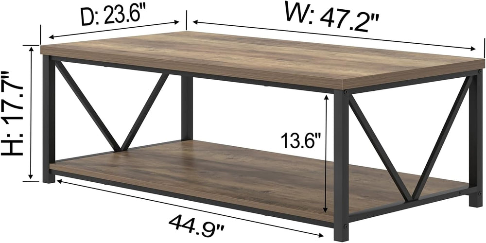 FOLUBAN Modern Coffee Table, Living Room Center Table with Storage, Wood and ...