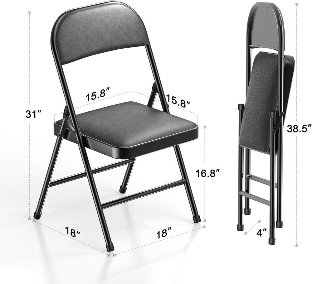 Nazhura 8 Pack Folding Chairs with Padded Vinyl Cushion Chairs with Comfortab...