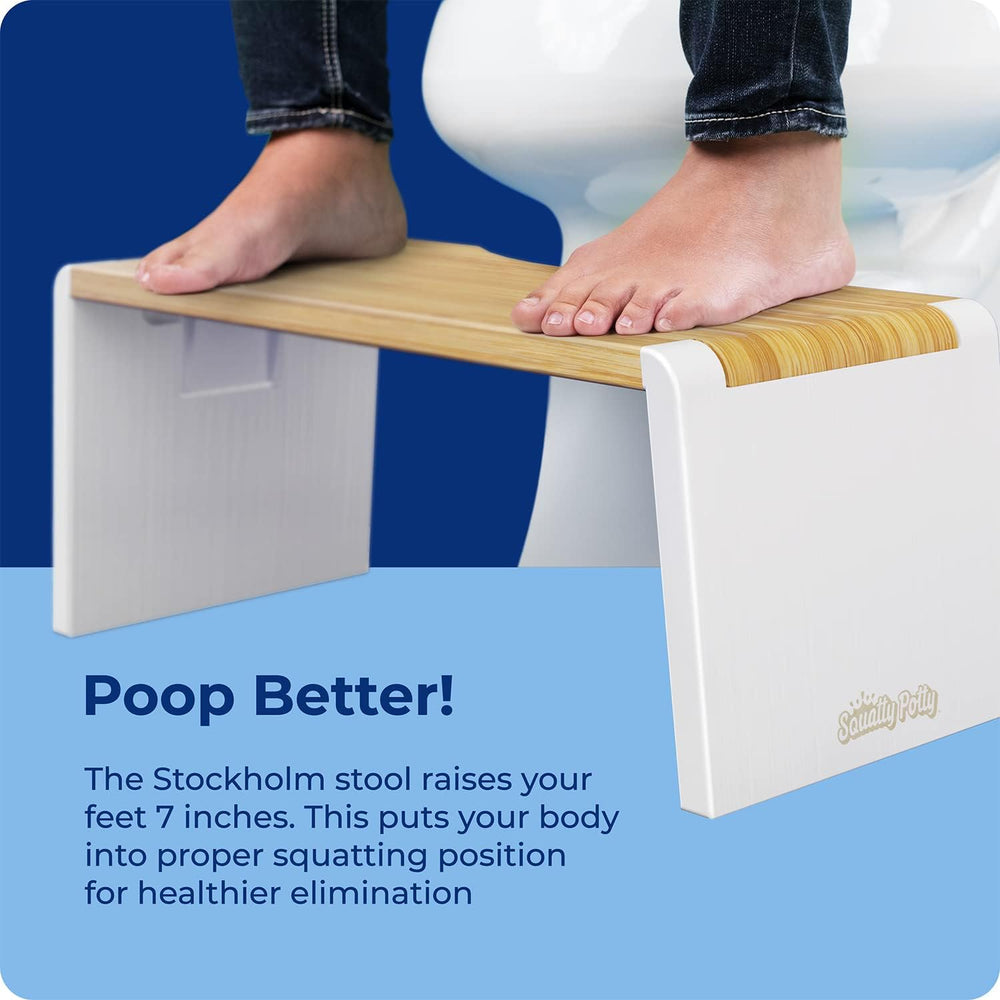 Squatty Potty Stockholm Folding Bamboo Toilet Stool - 7" Brown & White