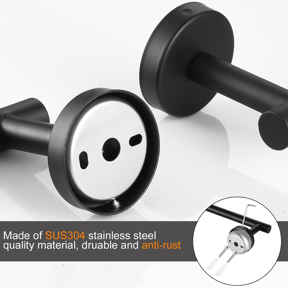 Bathroom Hardware Set Black 10 Pieces, Towel Bar Set Matte Black Stainless St...