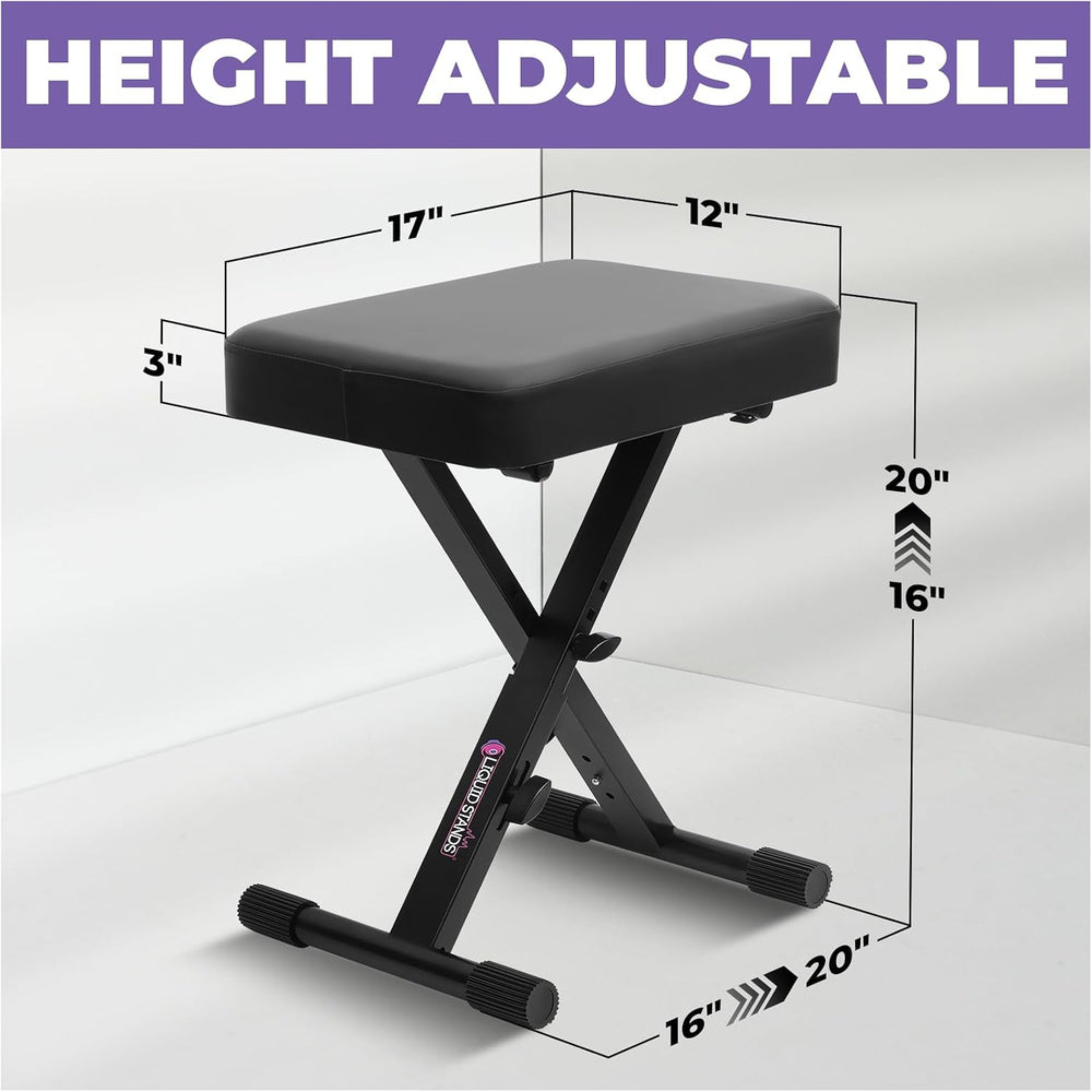 Liquid Stands Foldable Adjustable Piano Bench X-Style for Musicians