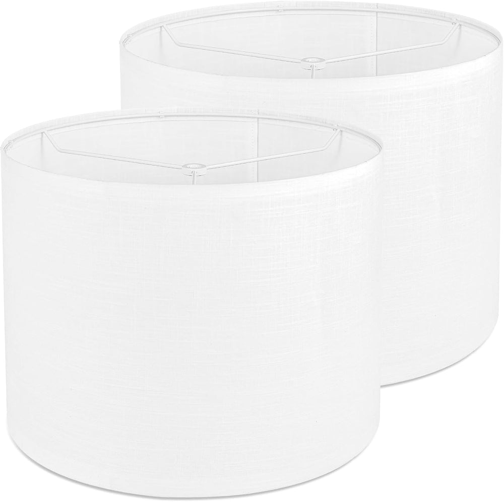 White Lamp Shades Set of 2 for Table Lamps, Large Drum Lampshades, 13 Inch To...