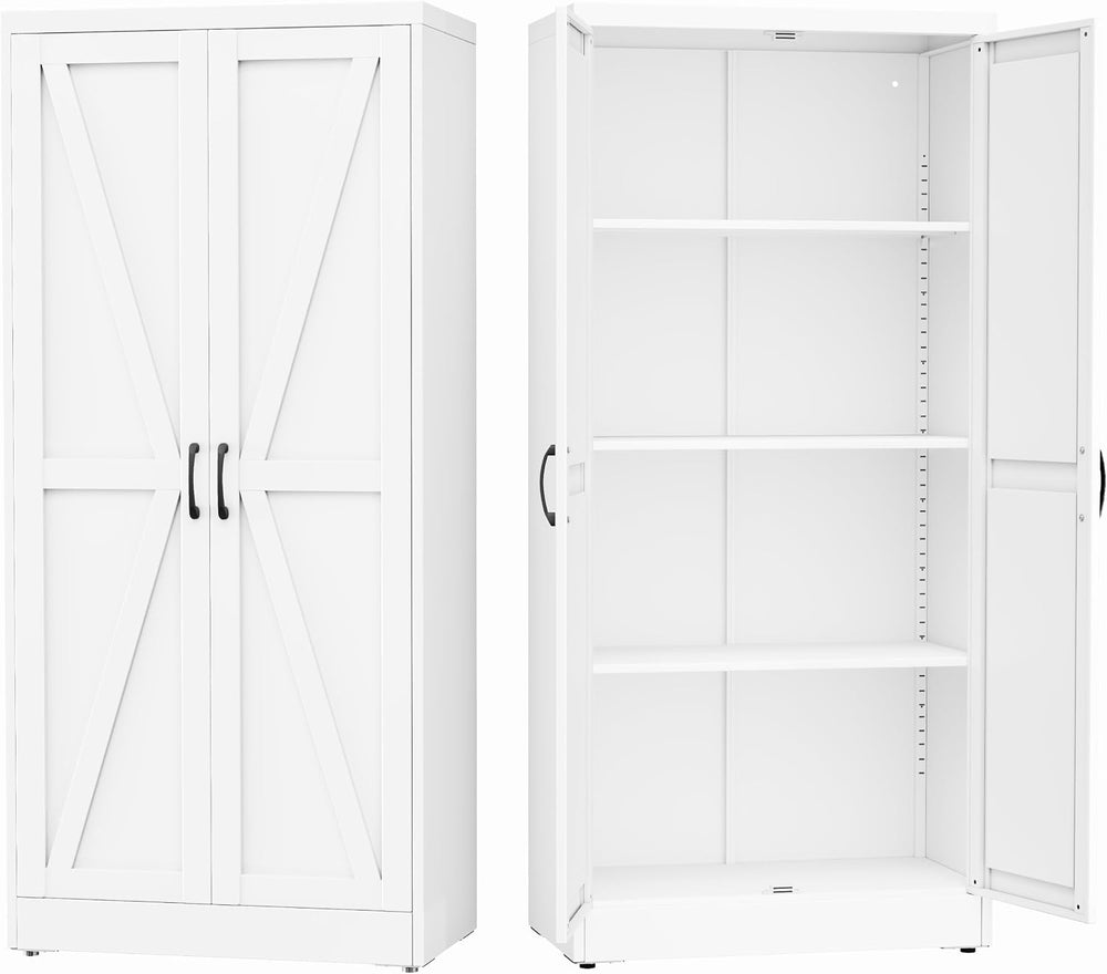 GAIOUS 63" Tall Metal Storage Cabinet White Cupboard Kitchen Pantry Cabinet