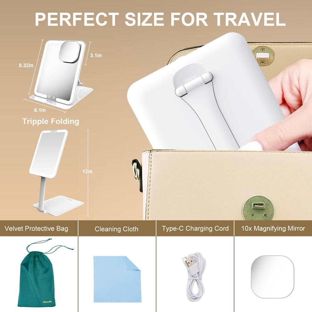 Mocado Travel Makeup Mirror with Light, Foldable Lighted Makeup Mirror