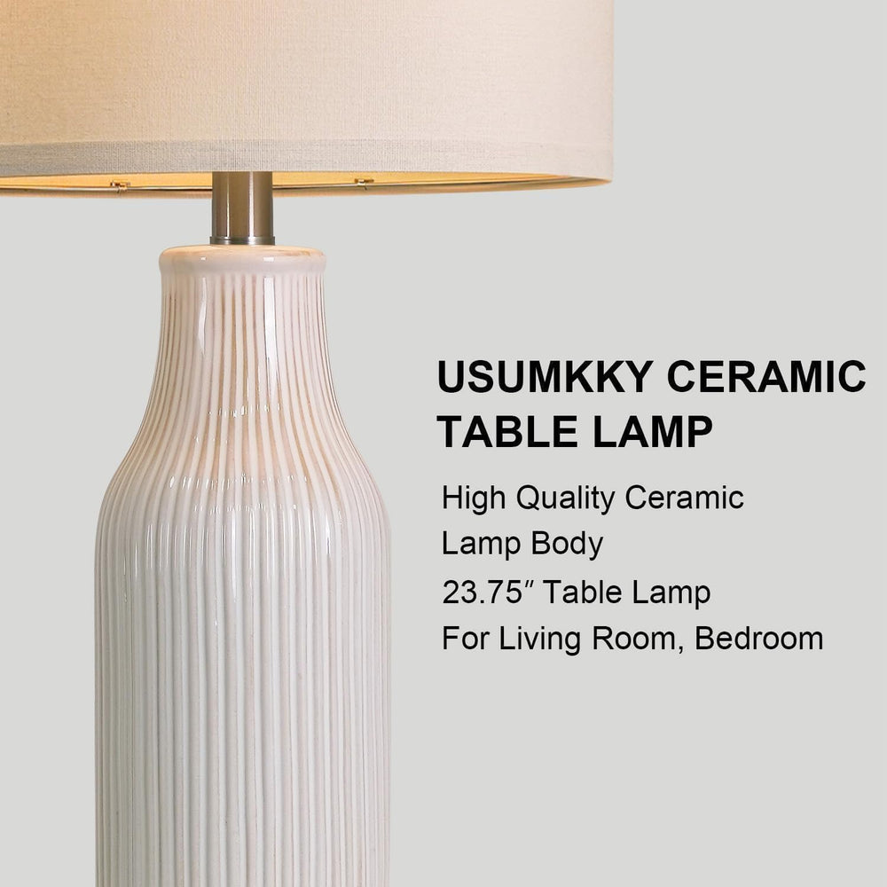 USumkky 23.75 inches Modern Ceramic Table Lamp Set of 2 for Living Room, Farm...