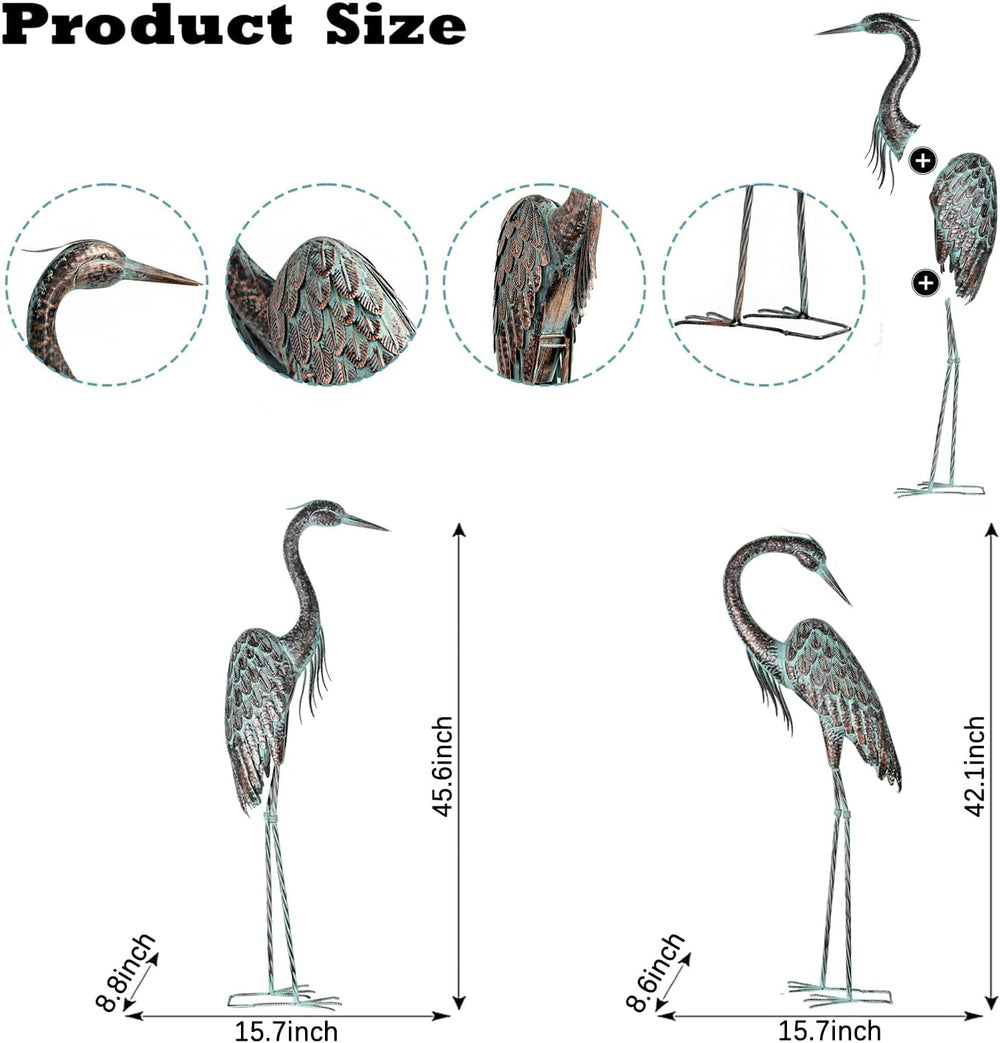 Kircust Garden Crane Statues Metal Heron Outdoor Statue 46 Inch