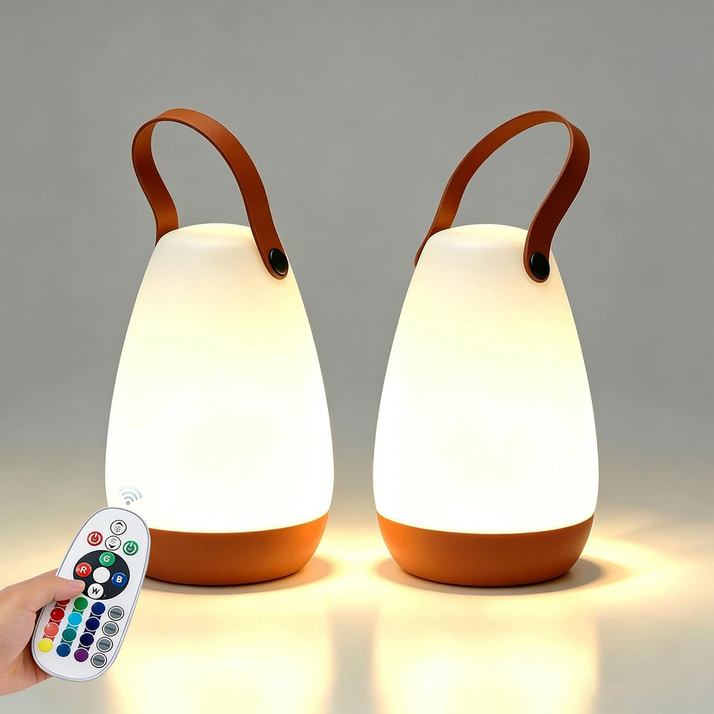 2-Pack Portable Outdoor Table Lamp,USB Rechargeable and RGB Light
