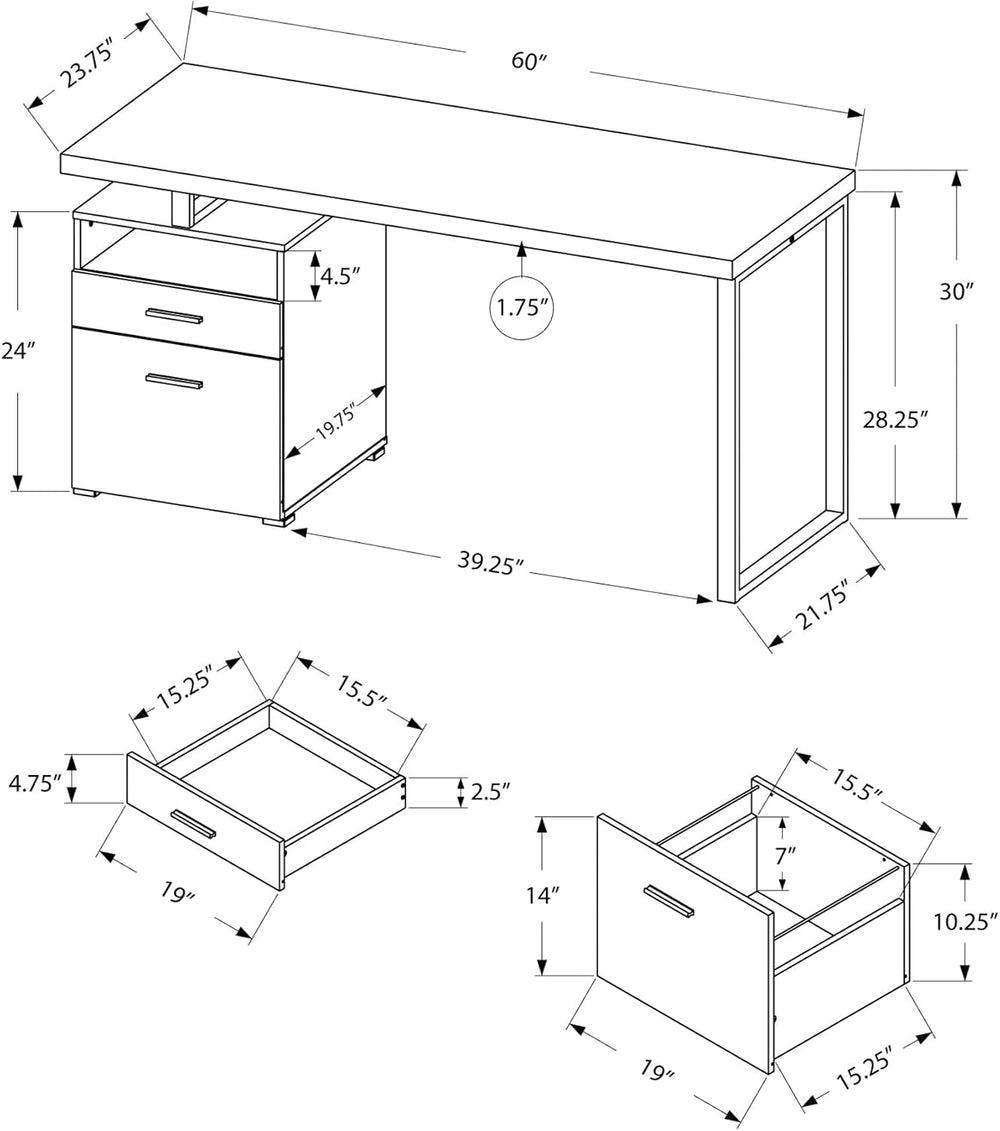 Monarch Specialties Computer Writing Desk for Home & Office Laptop Table ...