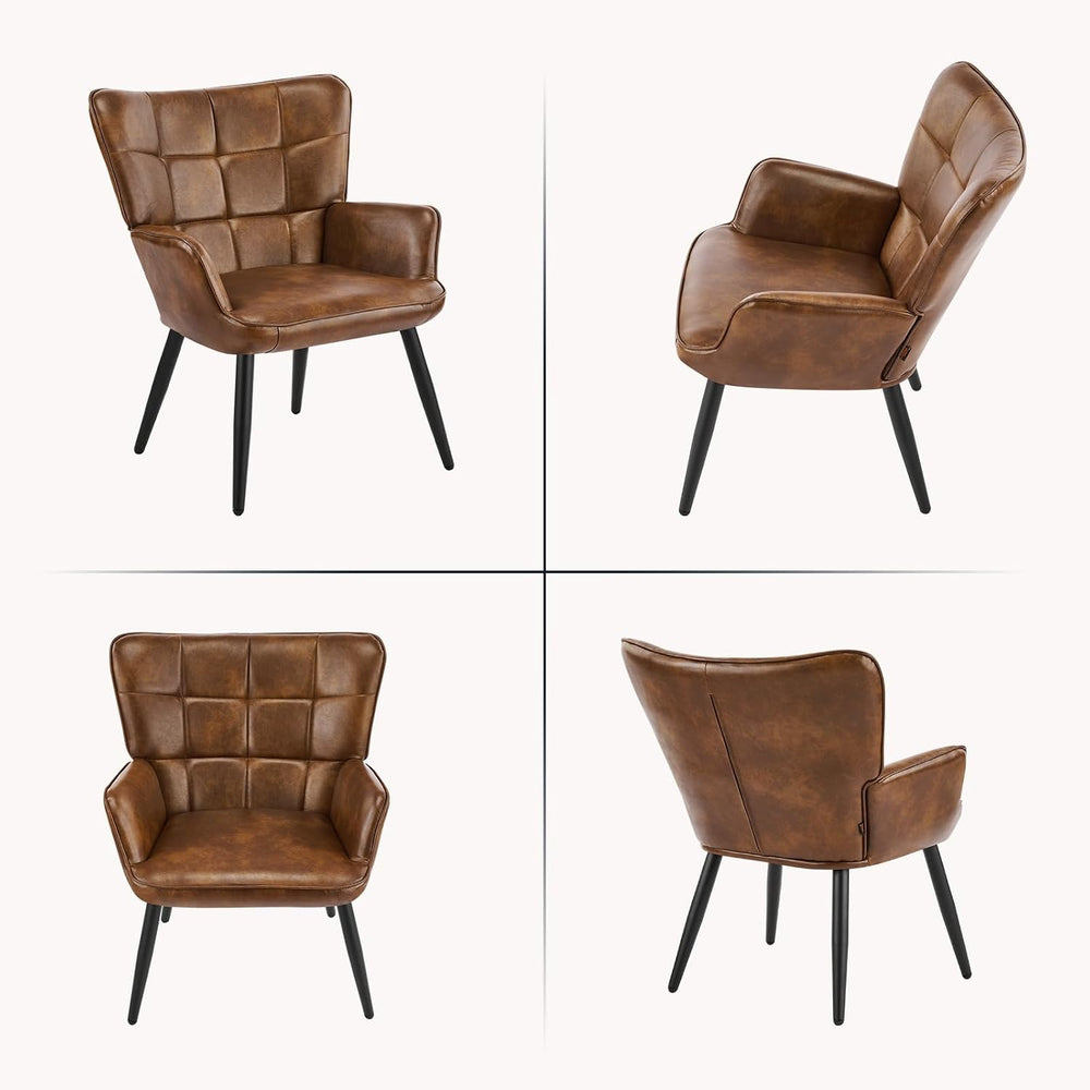 Furniliving PU Leather Armchair, Modern Mid Century Accent Chair with Backres...