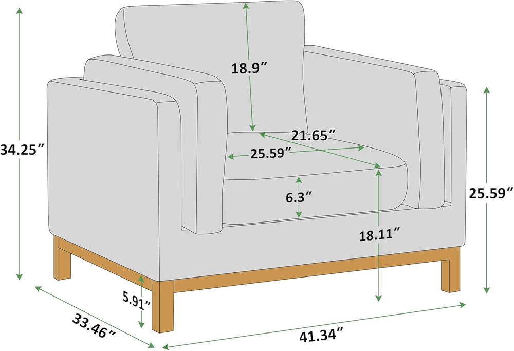 VANOMi 41.34" Oversized Accent Chair, Modern Upholstered Armchair