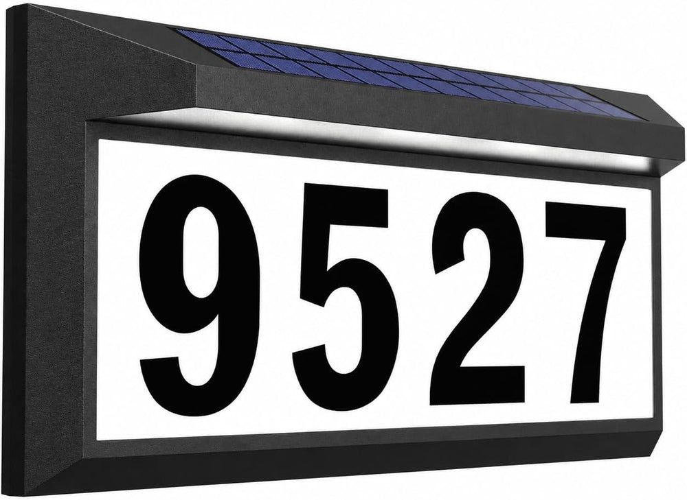 Solar Address Sign, Lighted House Numbers for Outside, Illuminated Plaque