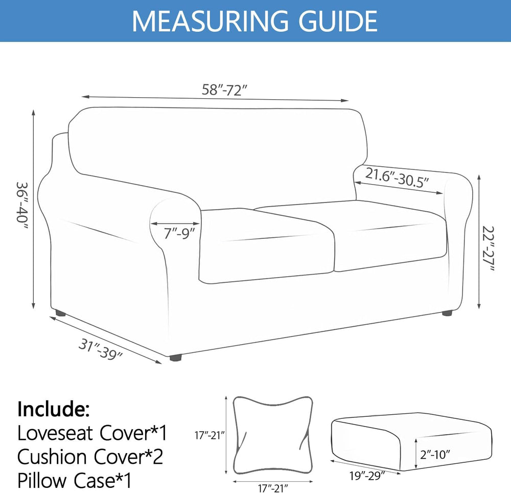 Stretch Printed Sofa Cover Couch Covers, 4-Piece Loveseat Slipcovers with 2 S...