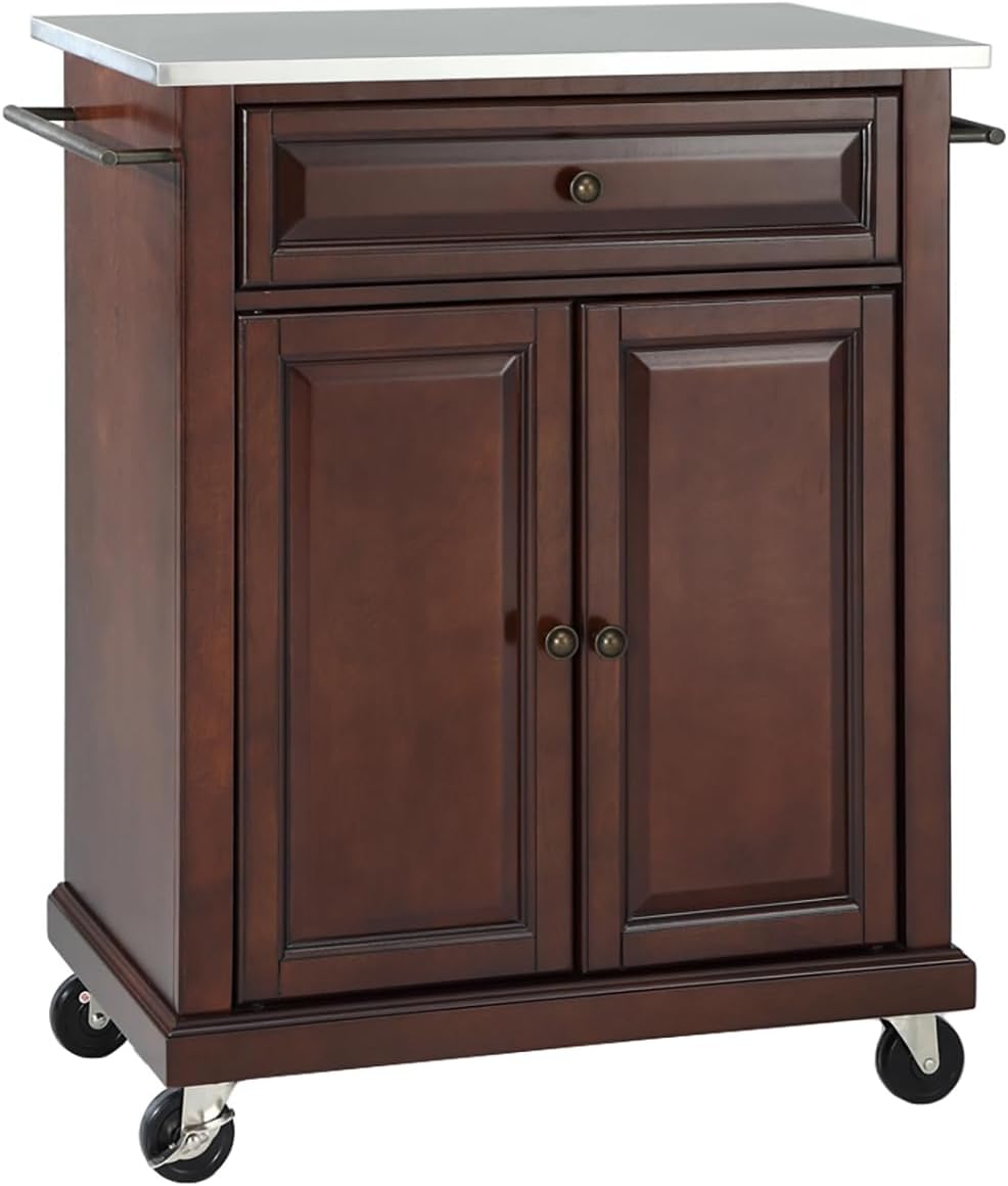 Crosley Furniture Compact Rolling Cart, Stainless Top