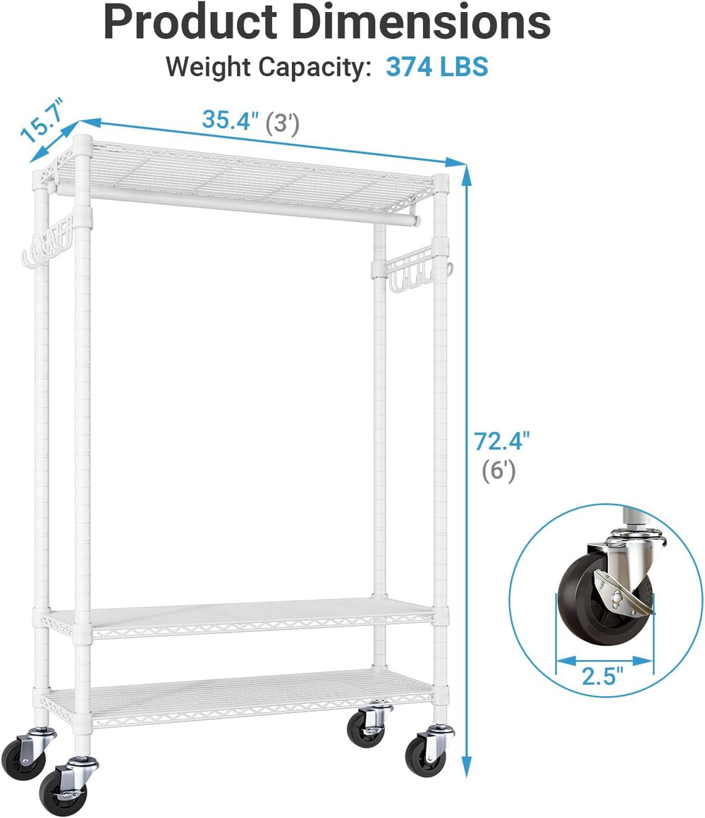 VIPEK R3 Rolling Clothing Rack Portable Garment Rack for Hanging Clothes