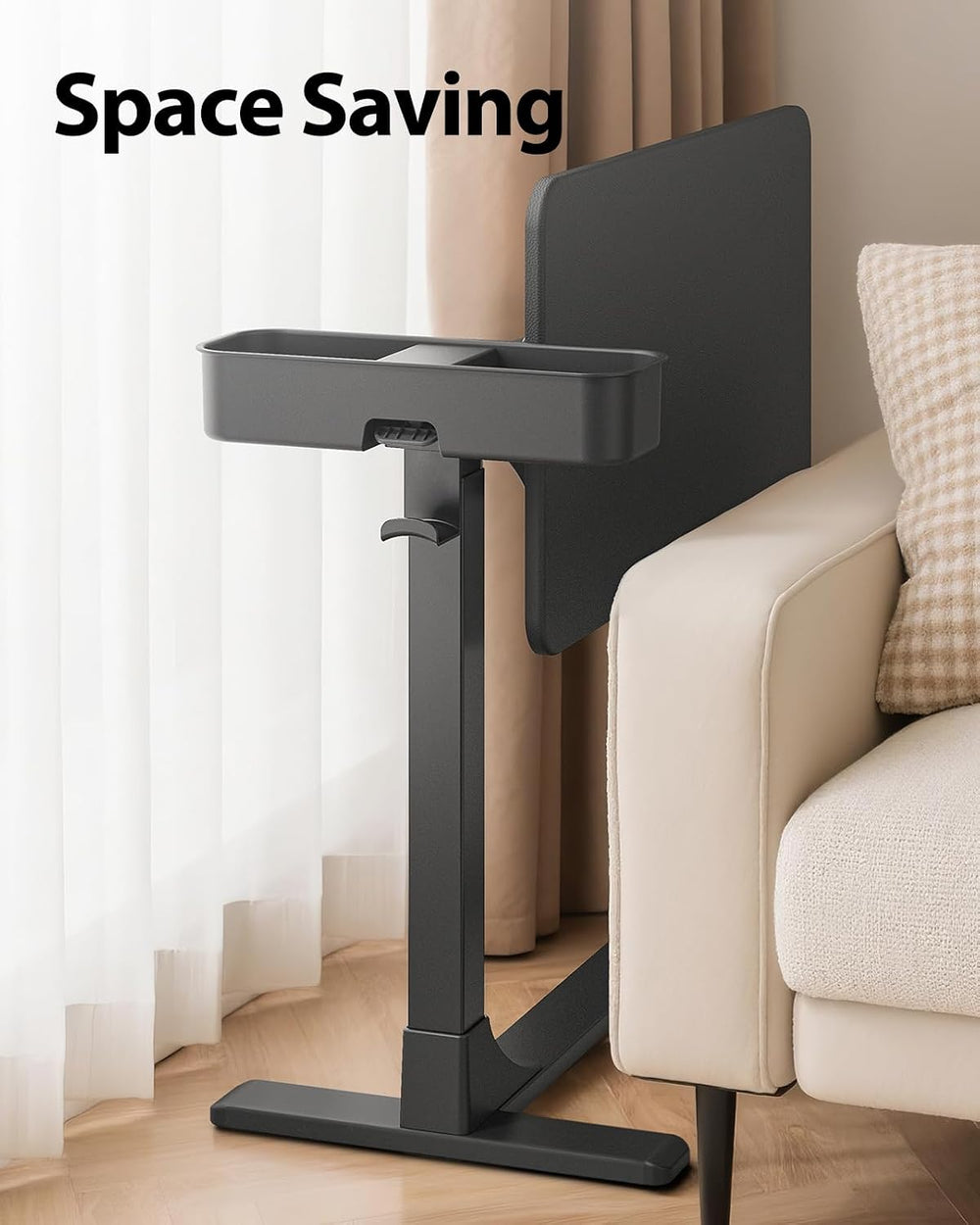 SAIJI Magnetic Height and 360° Angle Adjustable Overbed Bedside Table Tray