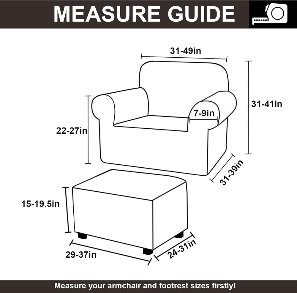 Chair and Ottoman Cover Set, Armchair and Ottoman Velvet Cover Non-Slip, Stre...