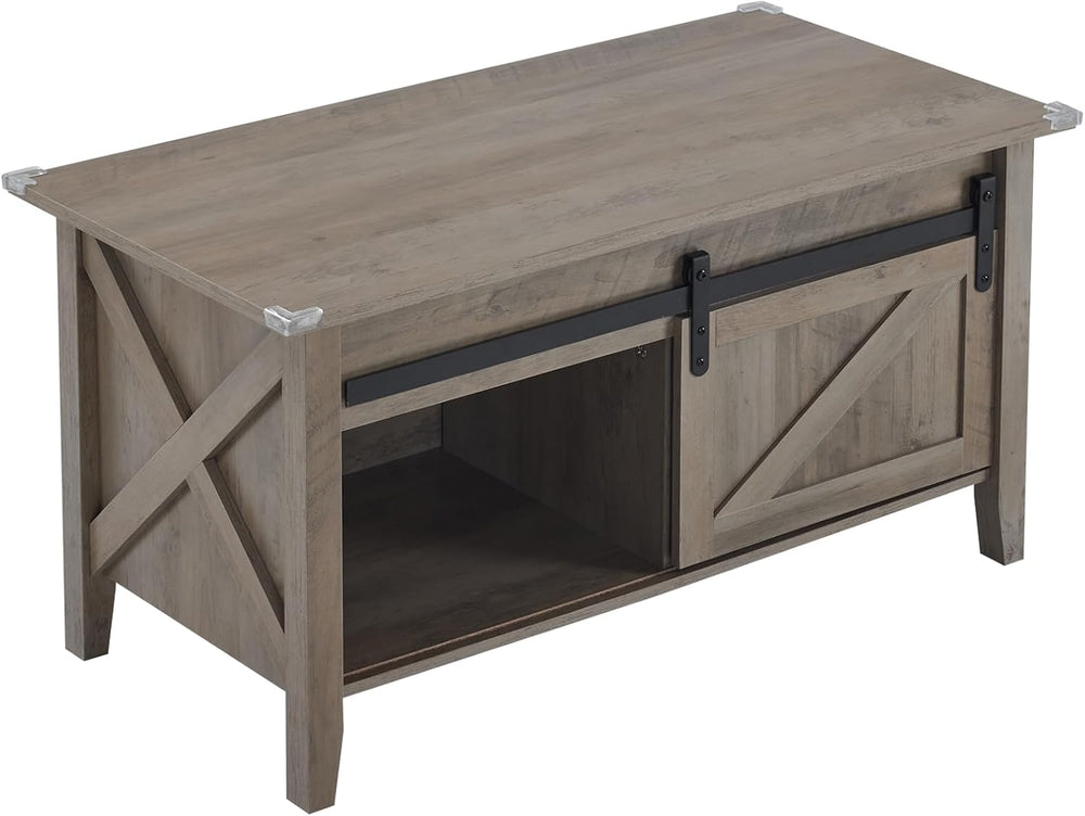 VINGLI 36" Farmhouse Lift Top Coffee Table with Hidden Storage, Open Shelf