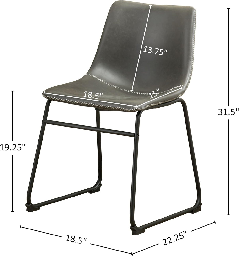 Roundhill Furniture Lotusville Vintage PU Leather Dining Chairs, Antique Gray...