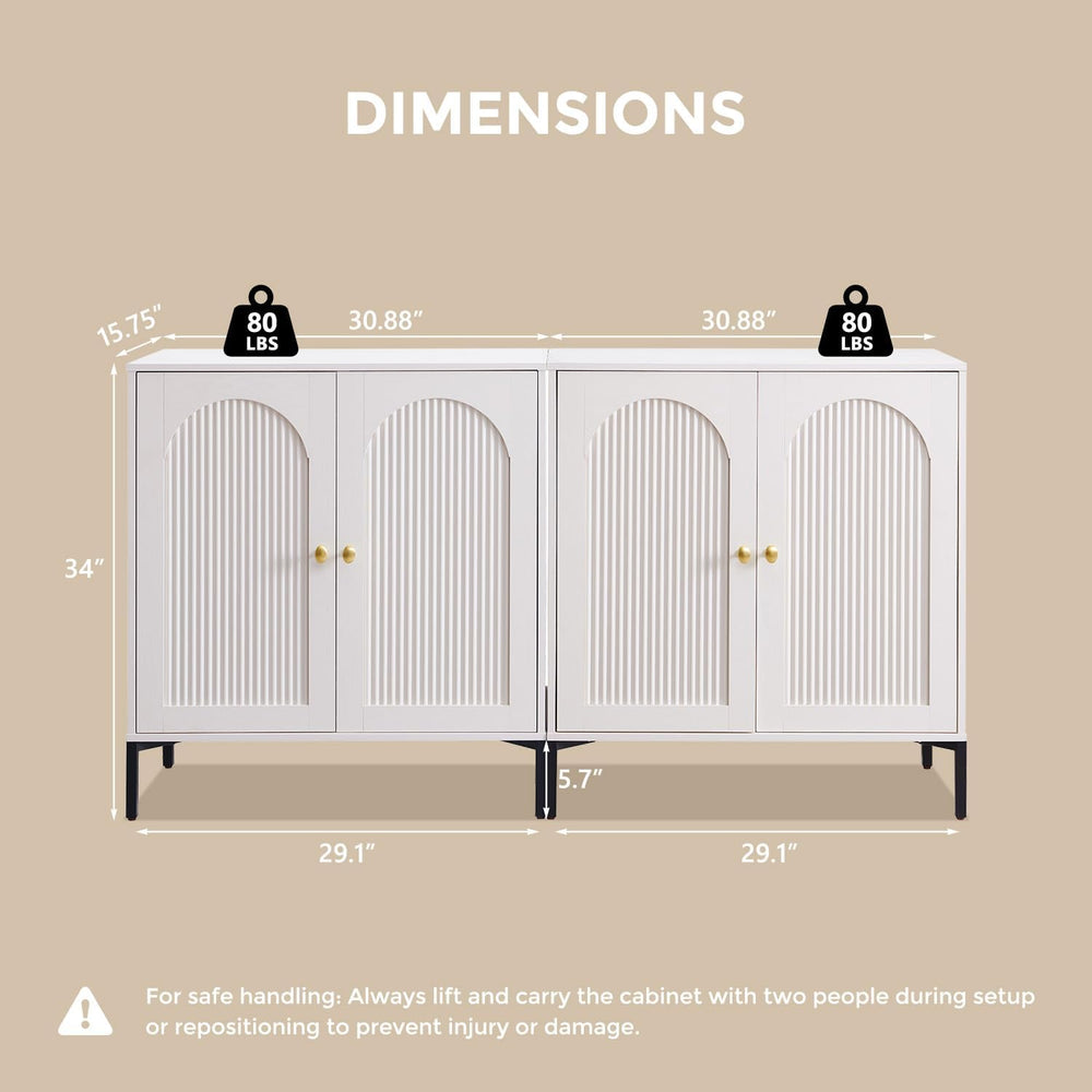 IFGET 61.75" W Modern Arched Sideboard Buffet Cabinet with Storage, White