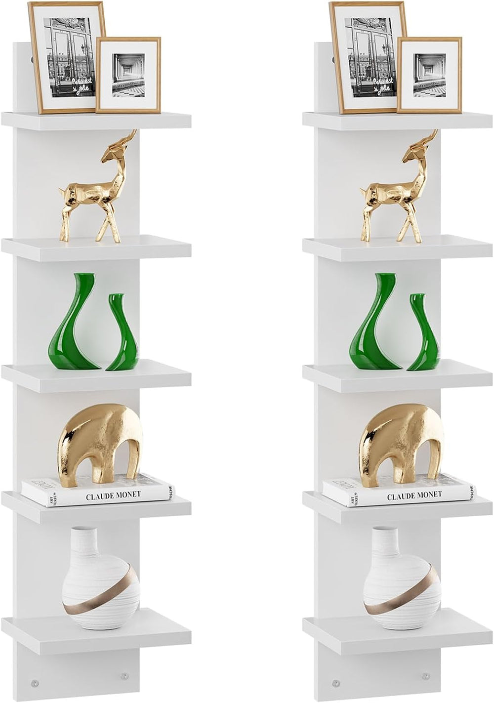 IBUYKE 5 Tier Wall Shelf Unit,Floating Storage Shelf White WBC009W-2