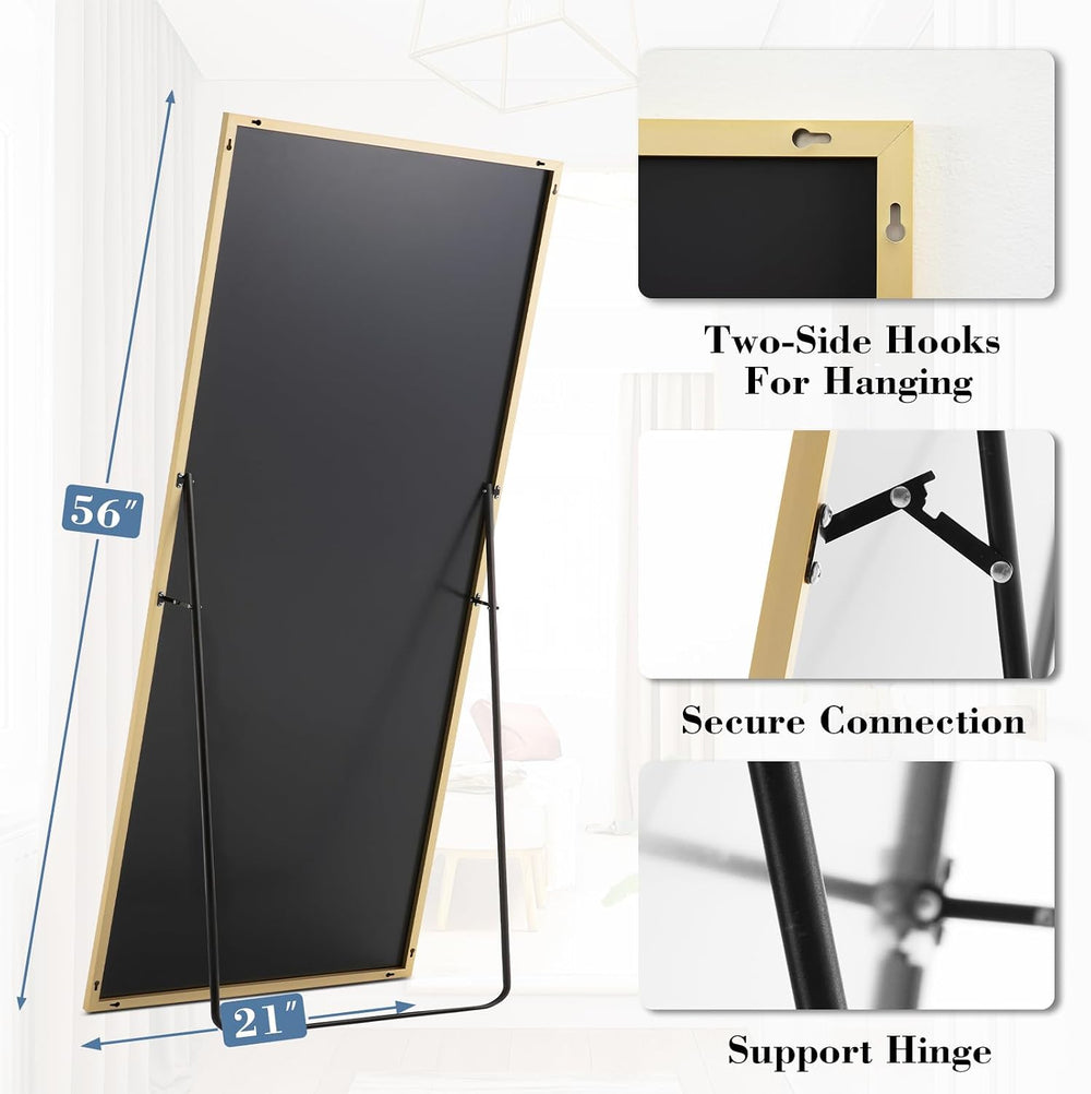 DUMOS 64"x21" Full Length Mirror with Stand, Full Body Floor Mirror