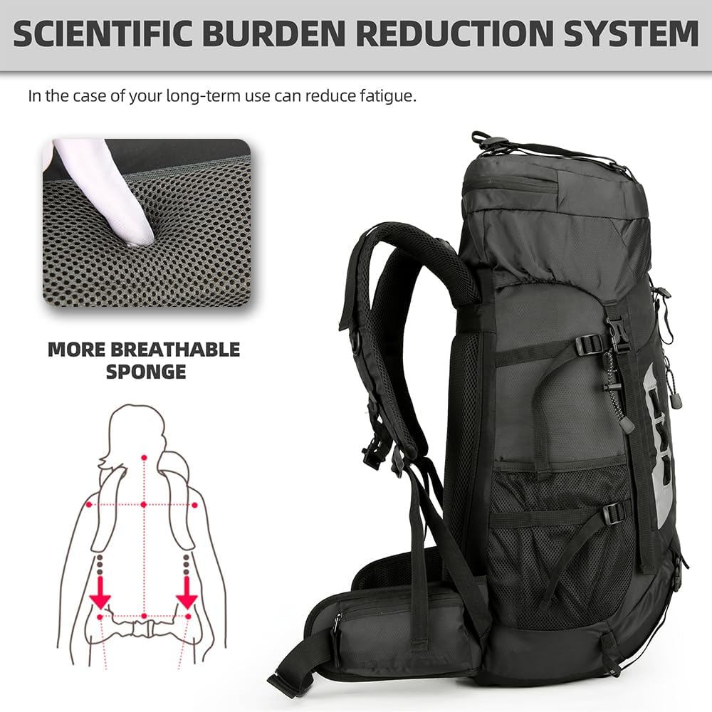 King'sGuard 60L Hiking Backpack for Men and Women Lightweight Camping Hik...