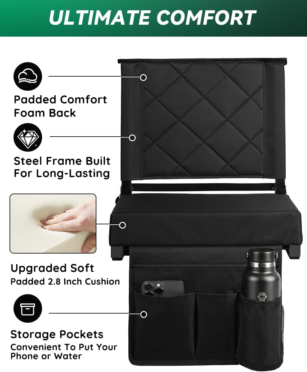 LWWTBS Stadium Seat with Back Support Bleacher Chair with Back - Extra Thick ...