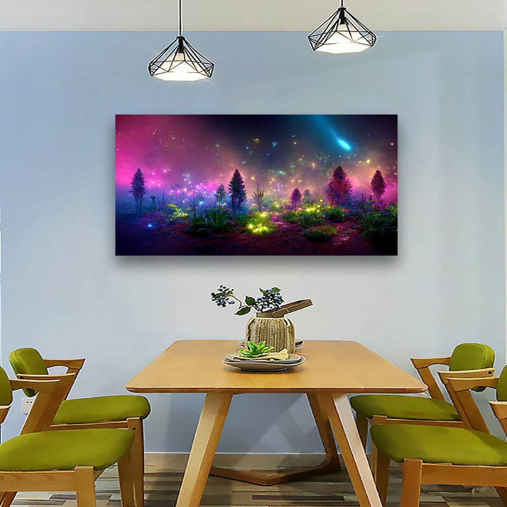 Fantastic Starry light Canvas Wall Art for Living room Office Bedroom Purple ...