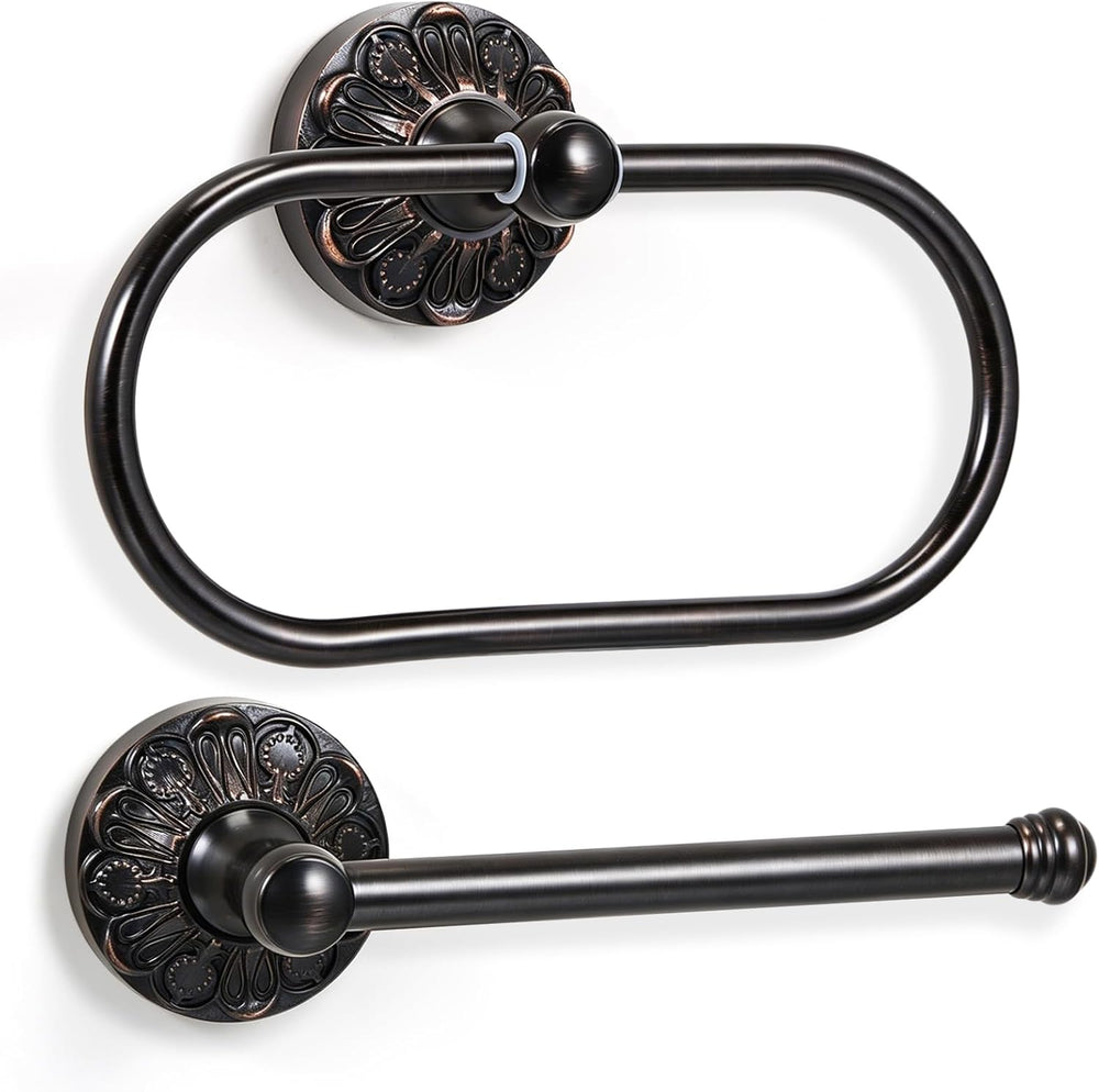 2 Pcs Toilet Paper Holder Towel Ring, Black, Rectangle