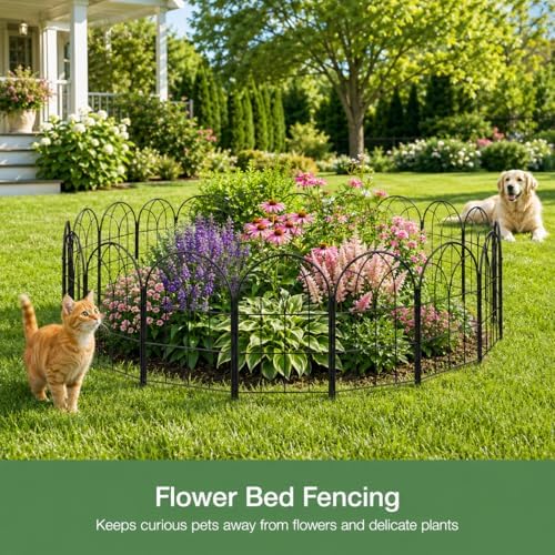 Decorative Garden Fence,10.5 ftx 15.66"H Rustproof No Dig Flower Bed Border