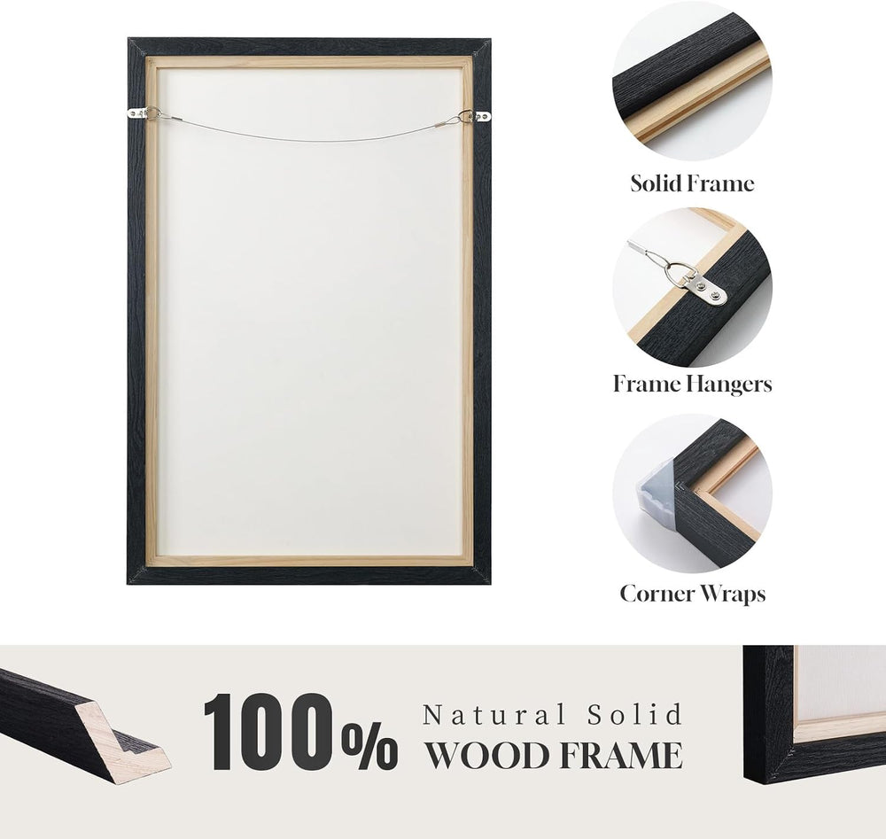 Extra Large Framed Neutral Beige Brown Abstract Wall Art, Vertical 40x60 In