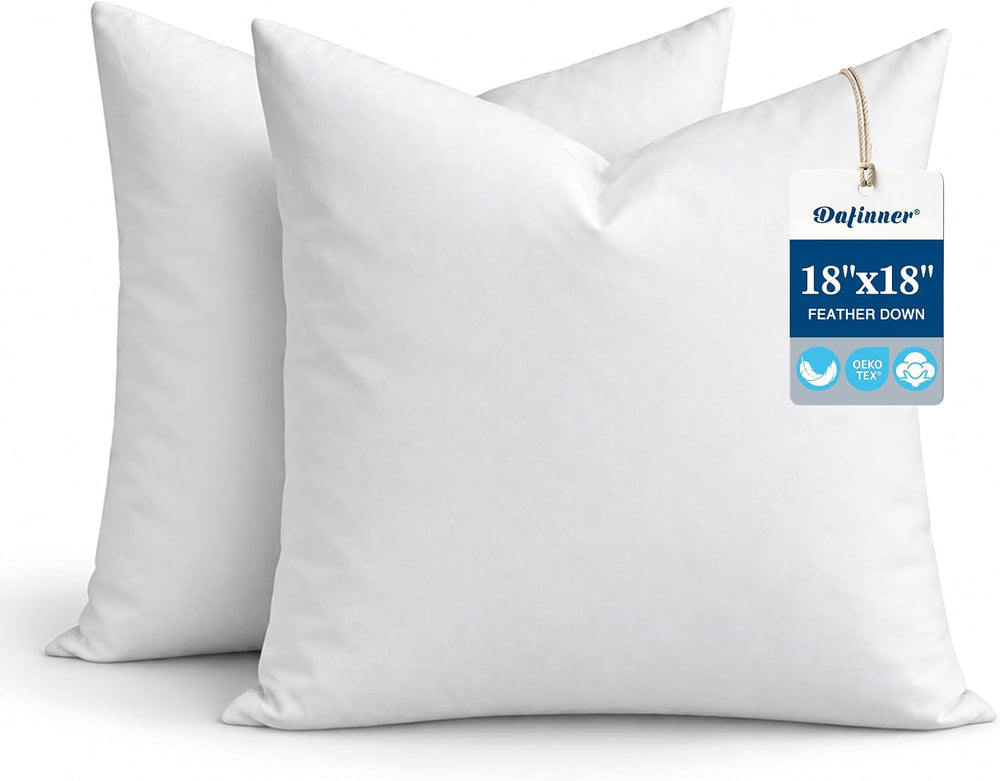 Dafinner Feather Down Throw Pillow Inserts 18x18 Inch Set of 2