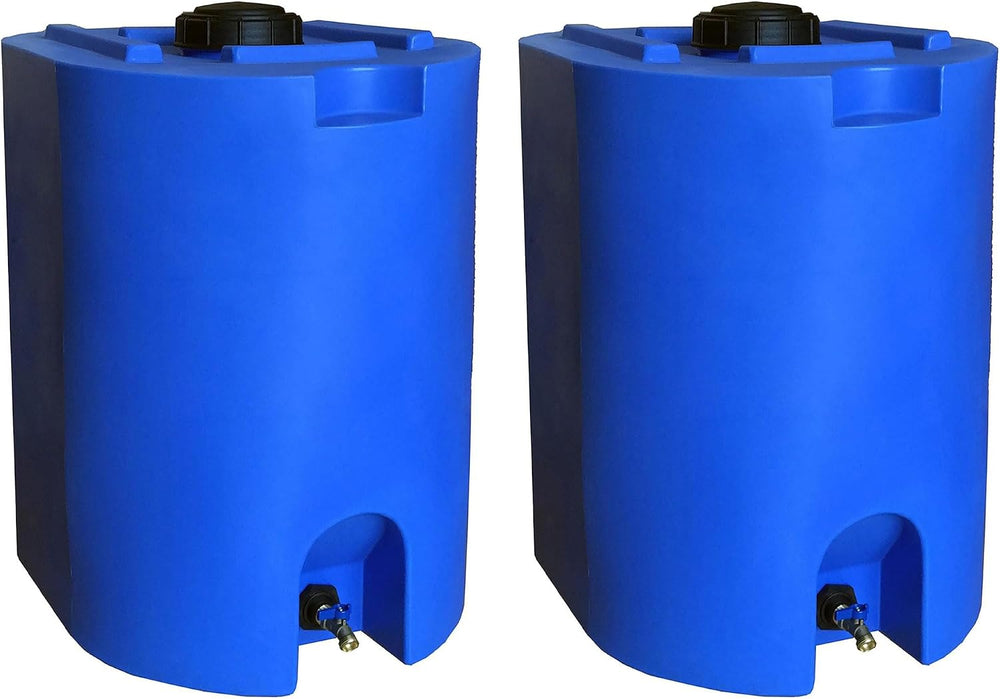 WaterPrepared 55 Gallon Unique Stackable Utility Water Tank, Blue, 2 Pack