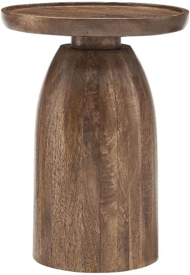 Modway Holloway Solid Mango Wood Side End Table in Walnut – Contemporary Wood...