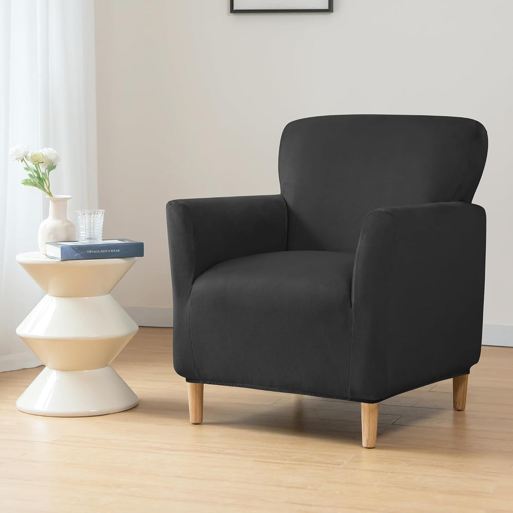 LiveGo Stretch Mid Century Modern Armchair Slipcover 1-Piece Jacquard Accent ...