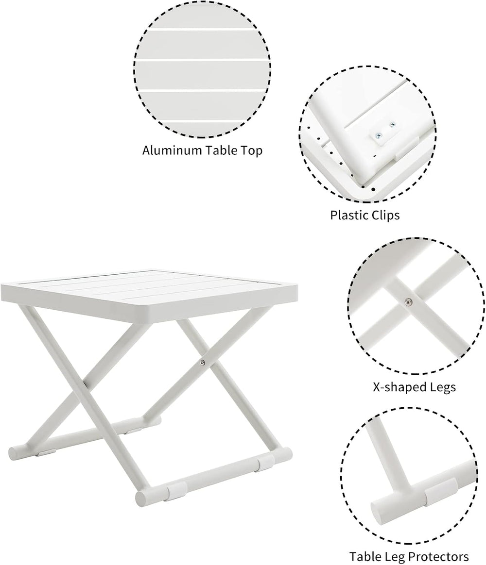 Outdoor Folding Table for Patio Square Side Table for Camping and Picnics