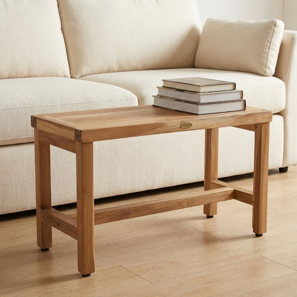 EcoDecors Eleganto 30-Inch Teak Shower Bench, Full-Size, 250 lb