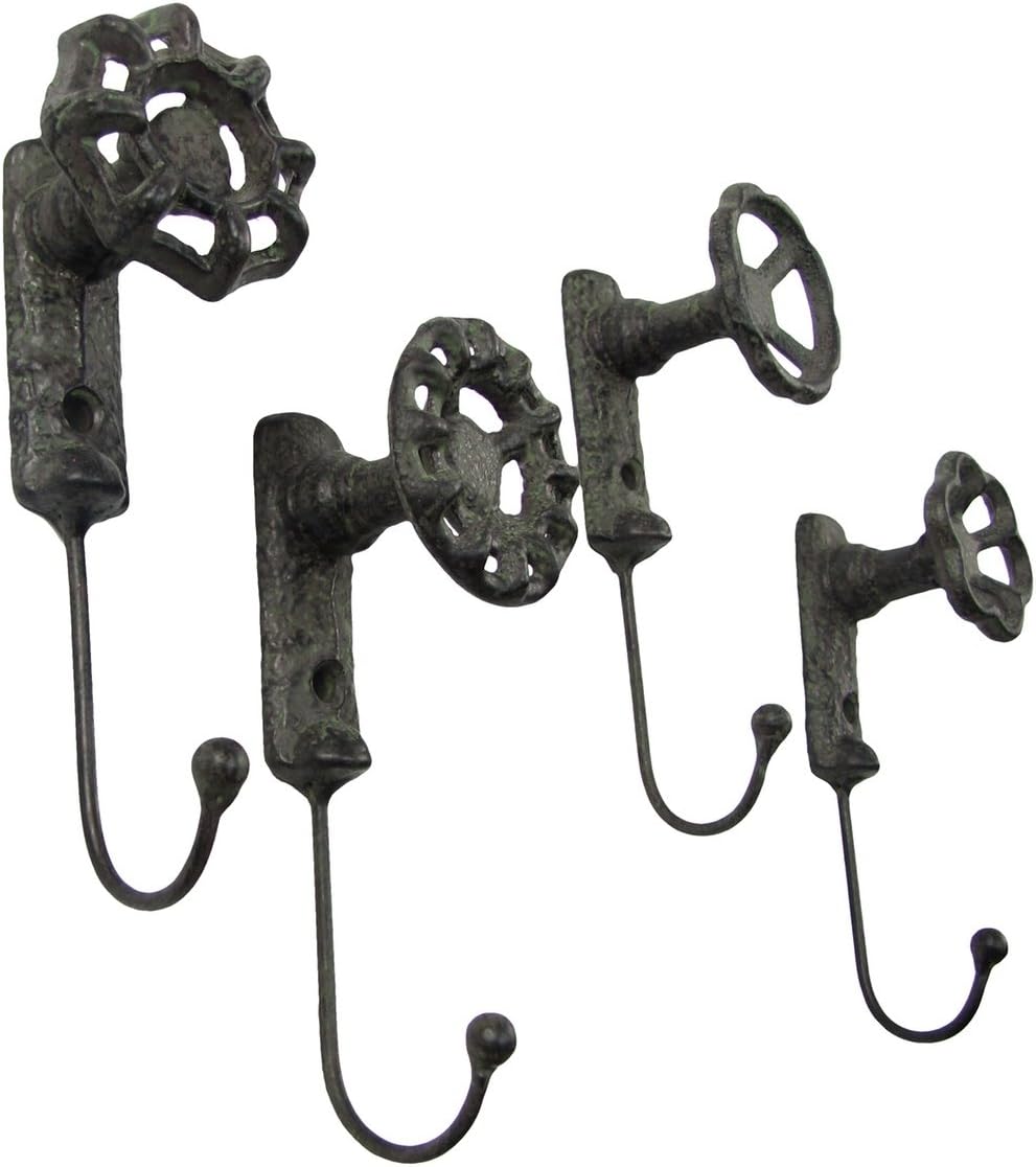 TG,LLC Antique Style Garden Spigot Faucet Handle Wall Mount Hook Set 4 Key Ri...