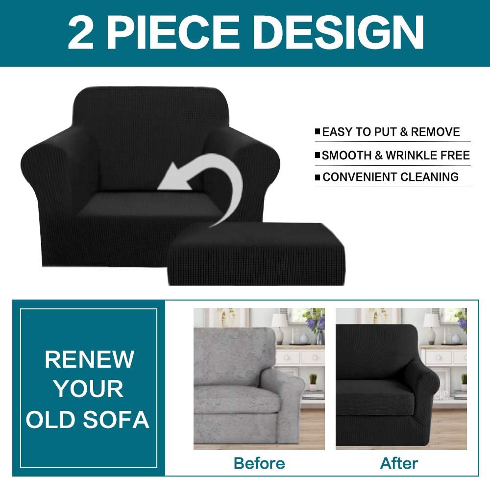 Turquoize 2 Piece Chair Covers Chair Slipcovers for Living Room Armchair Sofa...