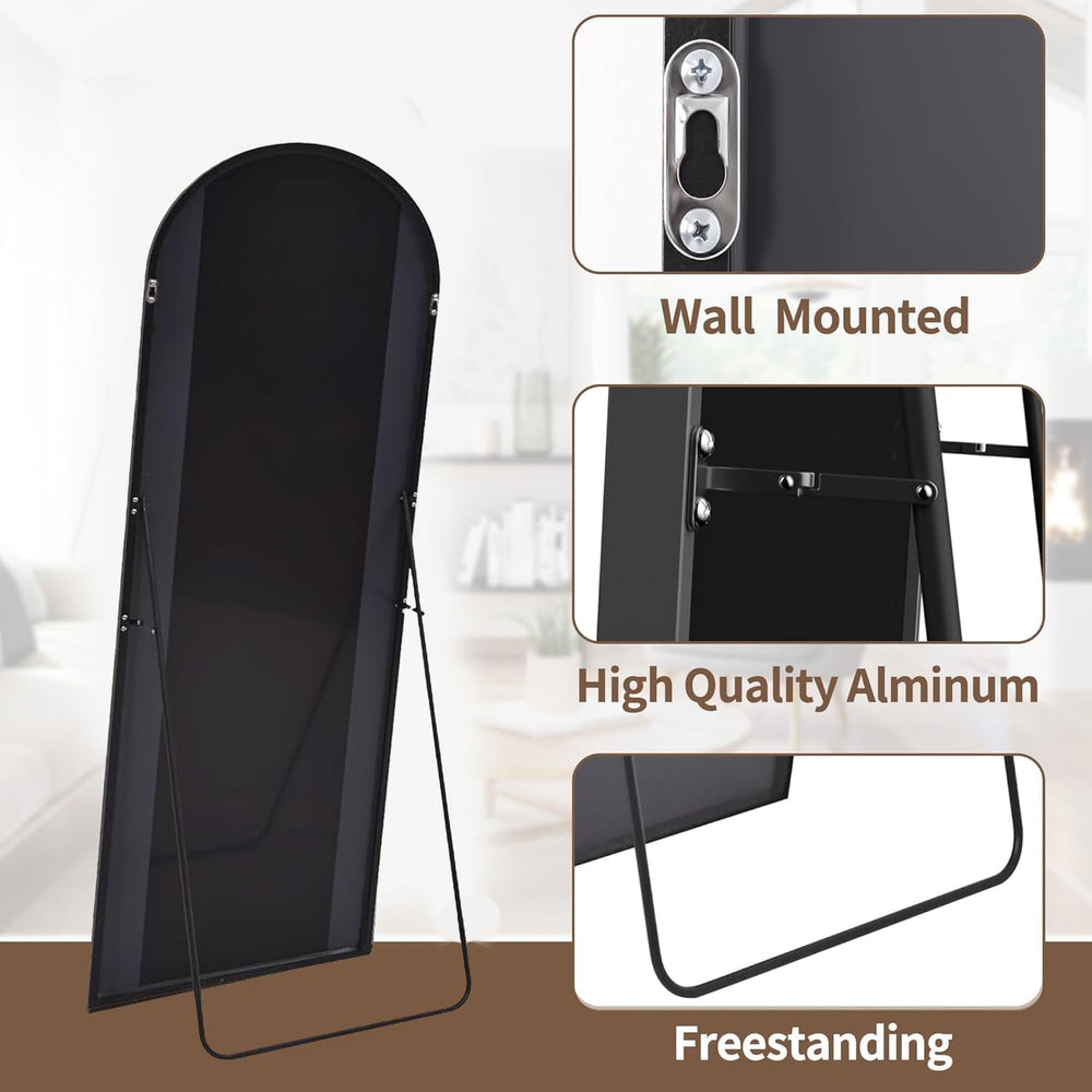 OGCAU 70"x26" Arched Full Length Mirror, Floor Full Body Mirror, Black