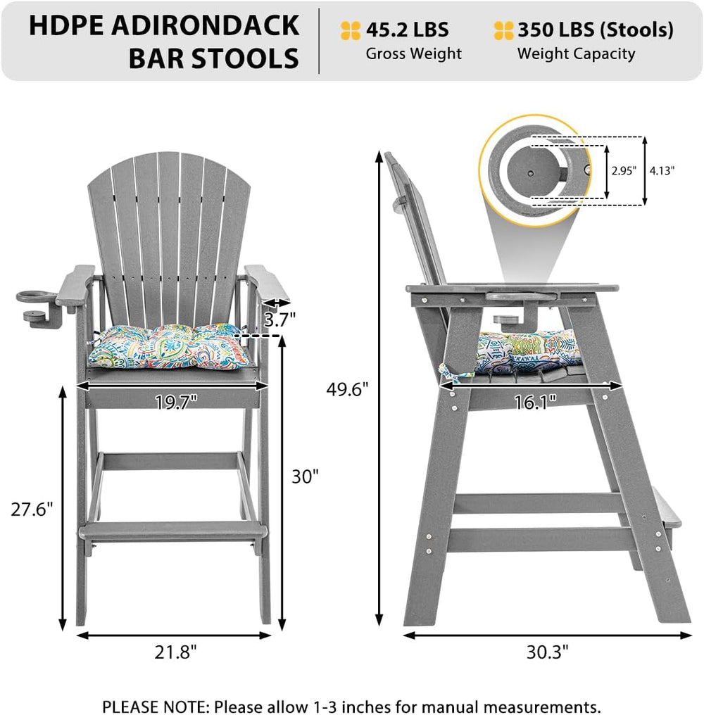 Sundale Outdoor 5 Pieces Adirondack Bar Set, Patio Counter Height Bistro