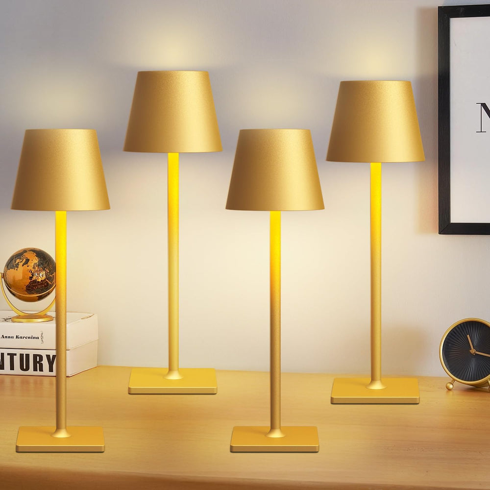 Fizrice Gold Rechargeable Table Lamp 4 Pack Portable Cordless Light