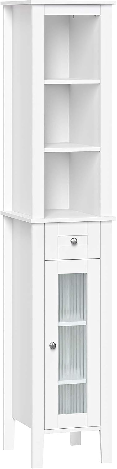 RiverRidge Prescott Tall Slim Bathroom Linen Storage Cabinet, White