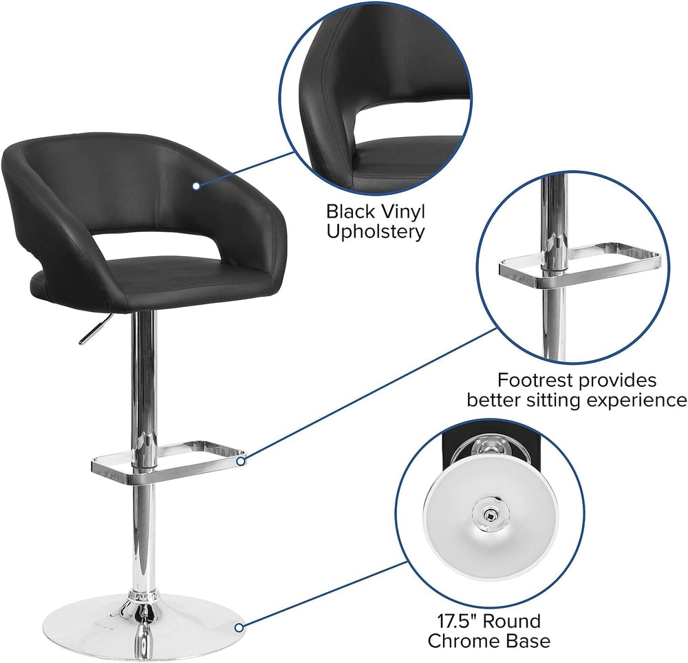 Flash Furniture Mid-Back Vinyl Barstool, Black
