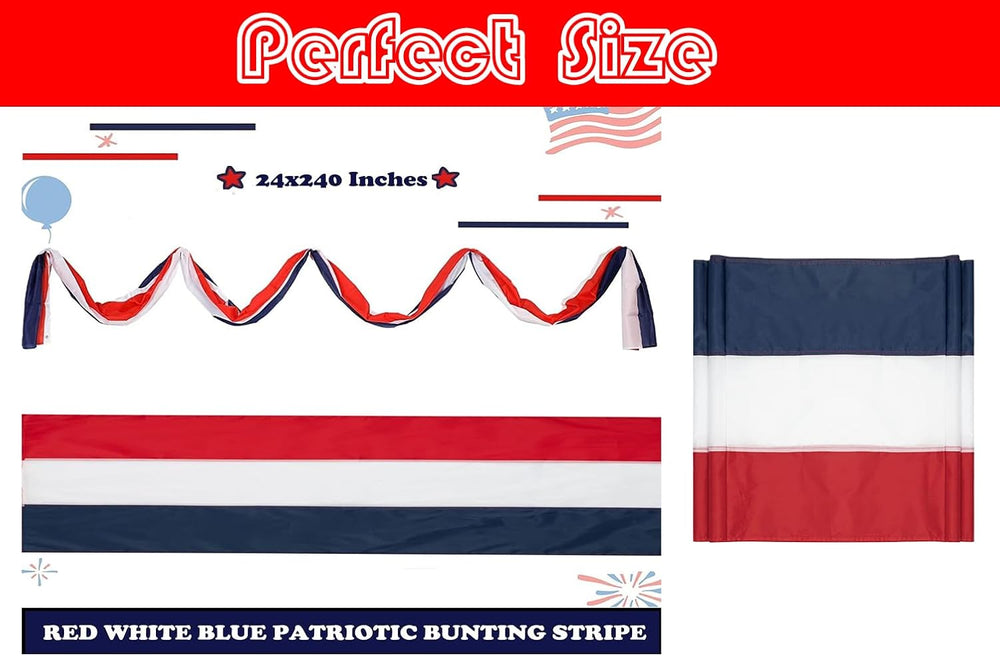 2Pack American Bunting Flag 2x20Ft Red,White & Blue Bunting USA Patriotic...
